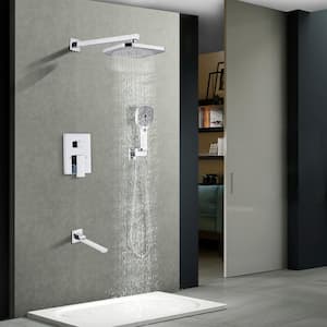 2-Handle 2-Spray Tub and Shower Faucet Handheld Shower Combo with 8 in. Rain Shower Head in Chrome (Valve Included)