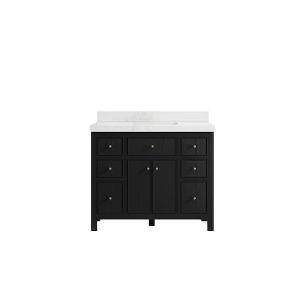 Willow Collections Sonoma 42 in.W x 22 in.D x 36 in. H Bath Vanity in Black with 2 in.Empira Quartz Top