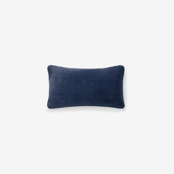 The Company Store Company Cotton Plush Navy 12 in. x 21 in. Decorative Throw Pillow Cover