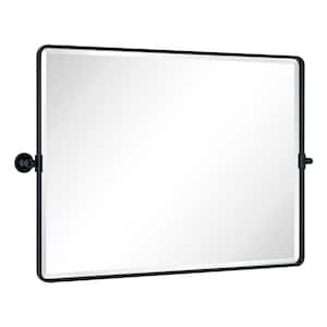 Lutalo 40 in. W x 30 in. H Rectangular Metal Framed Pivot Wall Mounted Bathroom Vanity Mirror in Matt Black