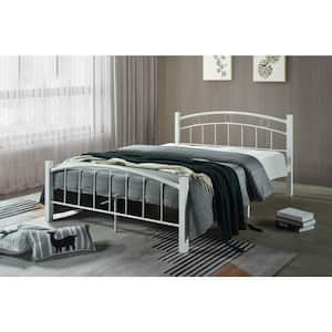 White Metal Frame Full Size Platform Bed with Headboard and Footboard