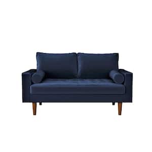 Lincoln 50.39 in. Space Blue Tufted Velvet 2-Seats Loveseat with Square Arms