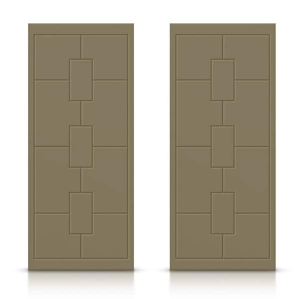 CALHOME 48 in. x 80 in. Hollow Core Olive Green Painted Composite MDF Interior Double Closet Sliding Doors