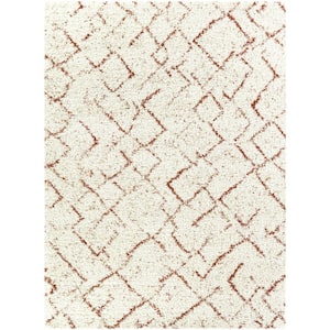 Albini White/Orange 7 ft. 10 in. x 10 ft. Abstract Area Rug