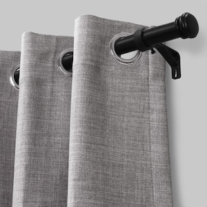 120 in. - 170 in. Adjustable Single Curtain Rod 1 in. Dia. in Matte Black with End Cap finials