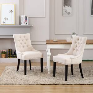 Mason Beige Tufted Upholstered Wingback Dining Chair (Set of 2)