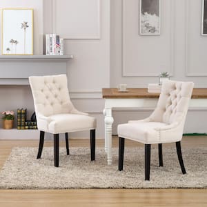 Mason Beige Tufted Upholstered Wingback Dining Chair (Set of 2)