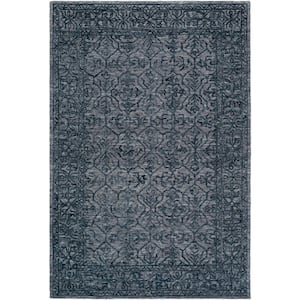 Sicily Dark Blue/Charcoal Ikat 8 ft. x 10 ft. Indoor Area Rug