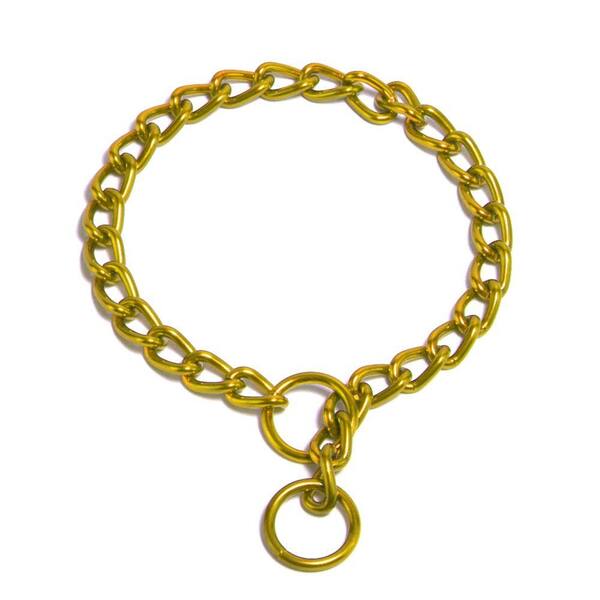 Platinum Pets 24 in. x 4 mm Coated Steel Chain Training Collar in Gold