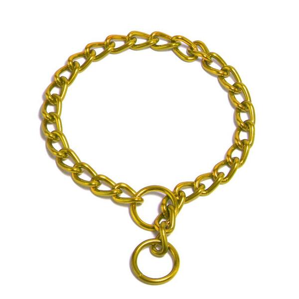 Platinum Pets 26 in. x 4 mm Coated Steel Chain Training Collar in Gold