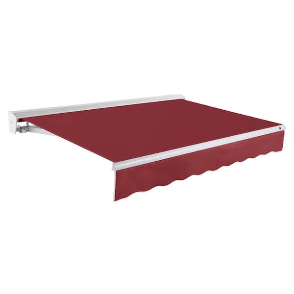 AWNTECH 10 ft. Destin Right Motorized Retractable Awning with Hood (96 in. Projection) in Burgundy