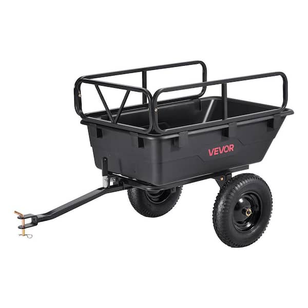 Garden Utility Trailer, 10 cu. ft. Steel Garden Cart, 500 lbs., ATV Tow Behind Poly, 16 in. Tires, Hand Pull/Foot Pedal