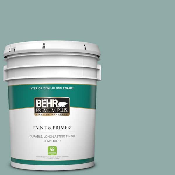 BEHR PREMIUM PLUS 5 gal. Home Decorators Collection #HDC-CL-25 Oceanus Semi-Gloss Enamel Low Odor Interior Paint & Primer