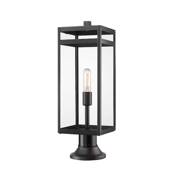 Unbranded Nuri 23 .5 in 1 Light Black Aluminum Hardwired Outdoor Weather Resistant Pier Mount Light with No Bulb Included