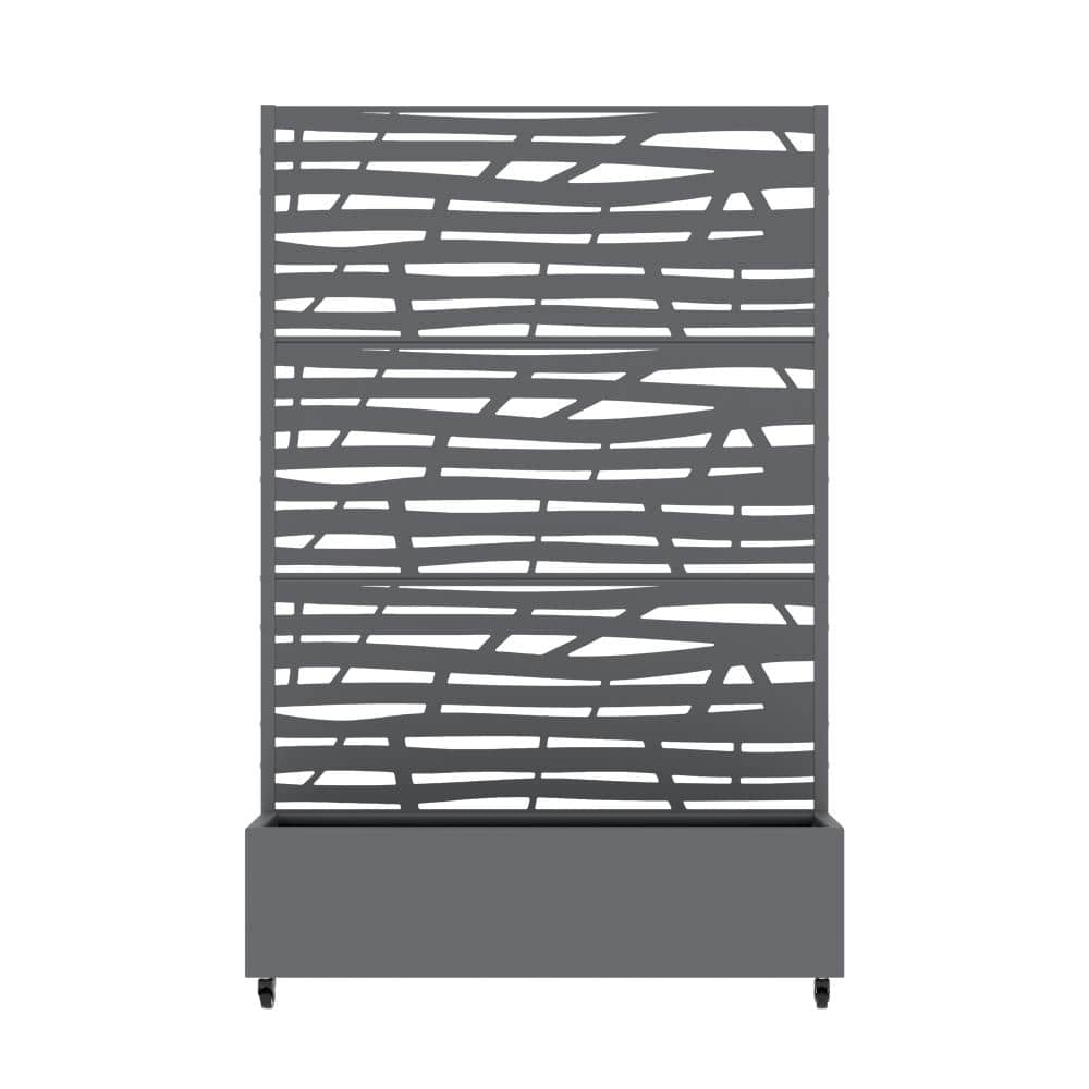 "72"" H x 47"" W Gray Metal Raised Planter Box with Trellis, Freestanding Raised Garden Bed for Patio Decor" price history on PriceWatchPro