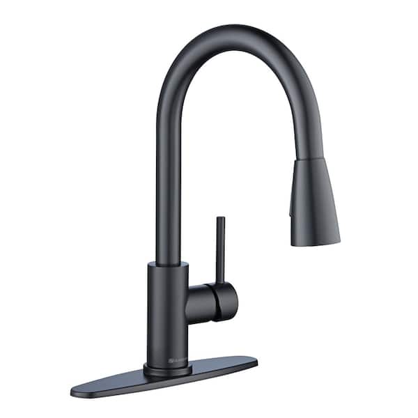 Riverbend Single-Handle Pull Down Sprayer Kitchen Faucet in Matte Black