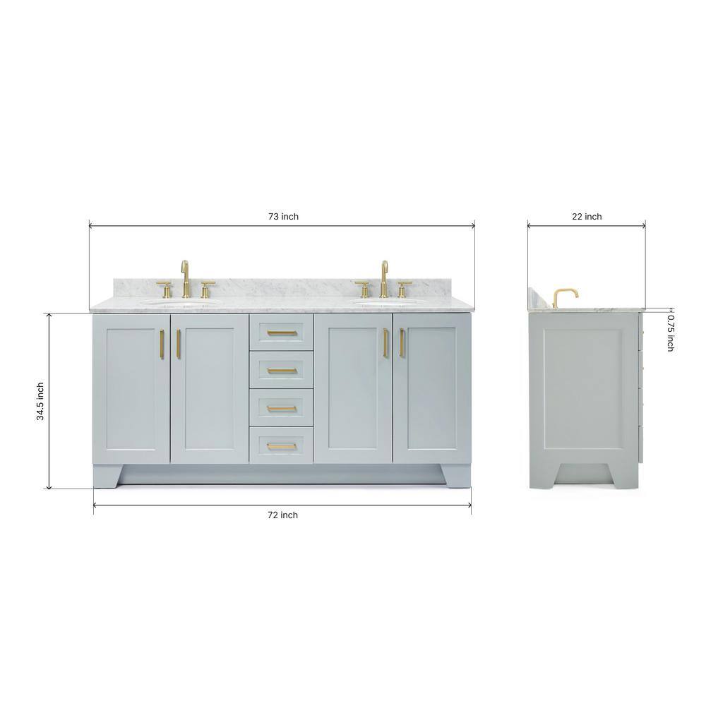 Gray Double Freestanding Vanity with Carrara Marble Top