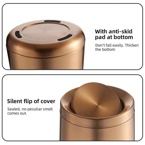 2.6 Gal. Rose gold Metal Trash Can with Flip Cover HP05LJKD - The