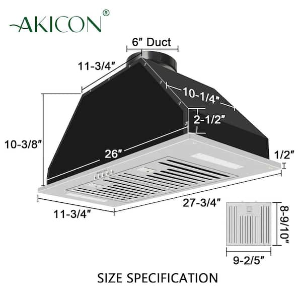 Akicon Range Hood Insert/Built-In 30 in. Ultra Quiet Powerful Suction  Stainless Steel Ducted Kitchen Vent Hood with LED Lights NX-Hood 30 Cold -  The Home Depot