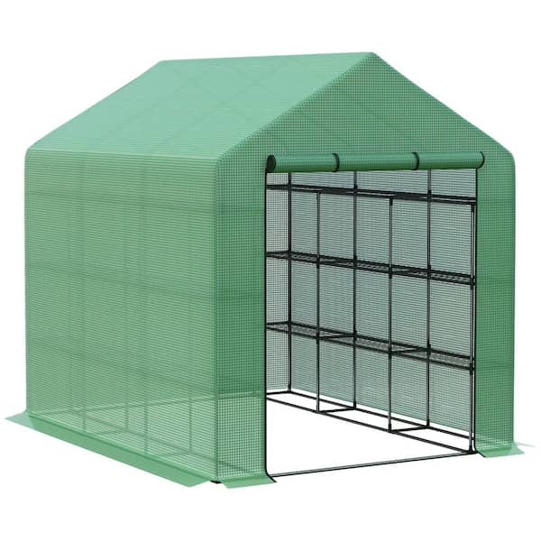 Unbranded 95 in. W x 71 in. D x 83 in. H Greenhouse, Walk-in Greenhouse for Outdoors with Roll-up Zipper Door Small&Portable Build