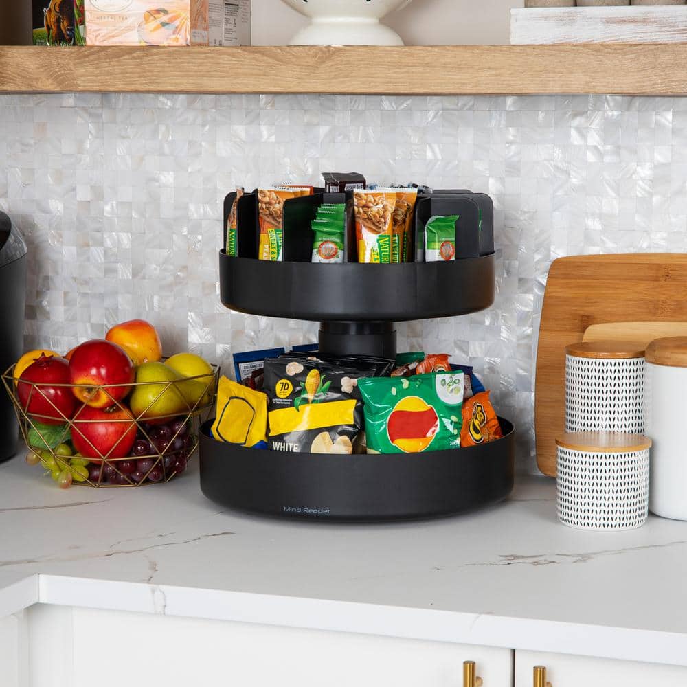 360-Degree Black Plastic 2-Tier Granola Bar Storage Station