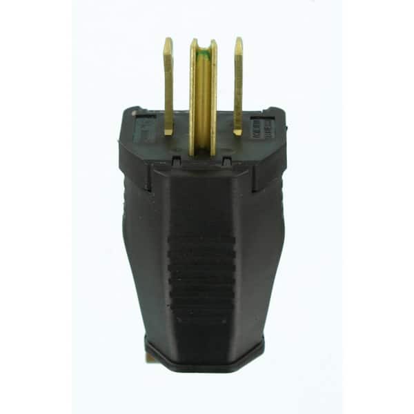 15 Amp 125-Volt Double Pole 3-Wire Grounding Plug, Black 3W101-E