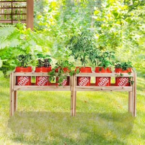 84 in. x 16 in. x 30 in. 6-Bucket Elevated Unfinished Wood Cedar Garden Frame Raised Beds