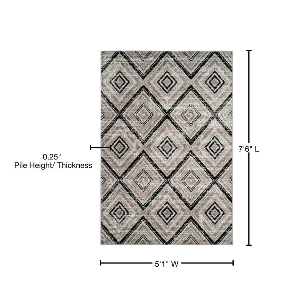 Skyler Silver Geometric Medallion Synthetic Area Rug