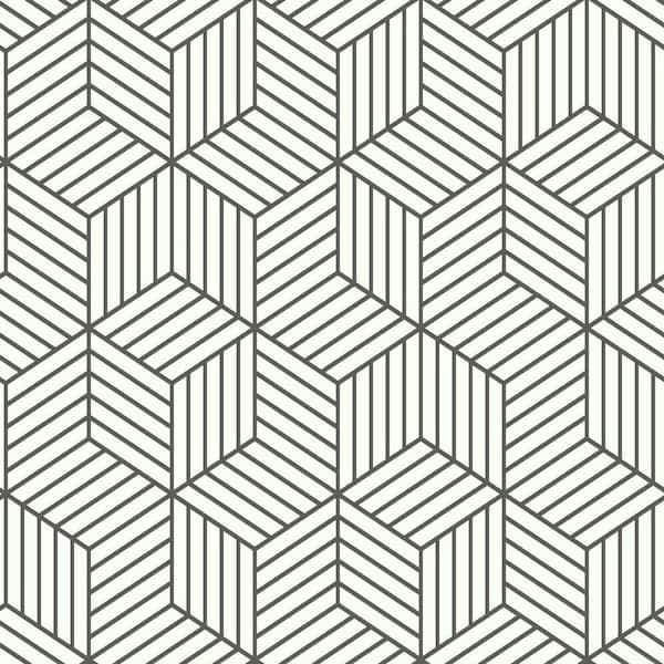 RoomMates Black and White Striped Hexagon Peel and Stick Wallpaper ...