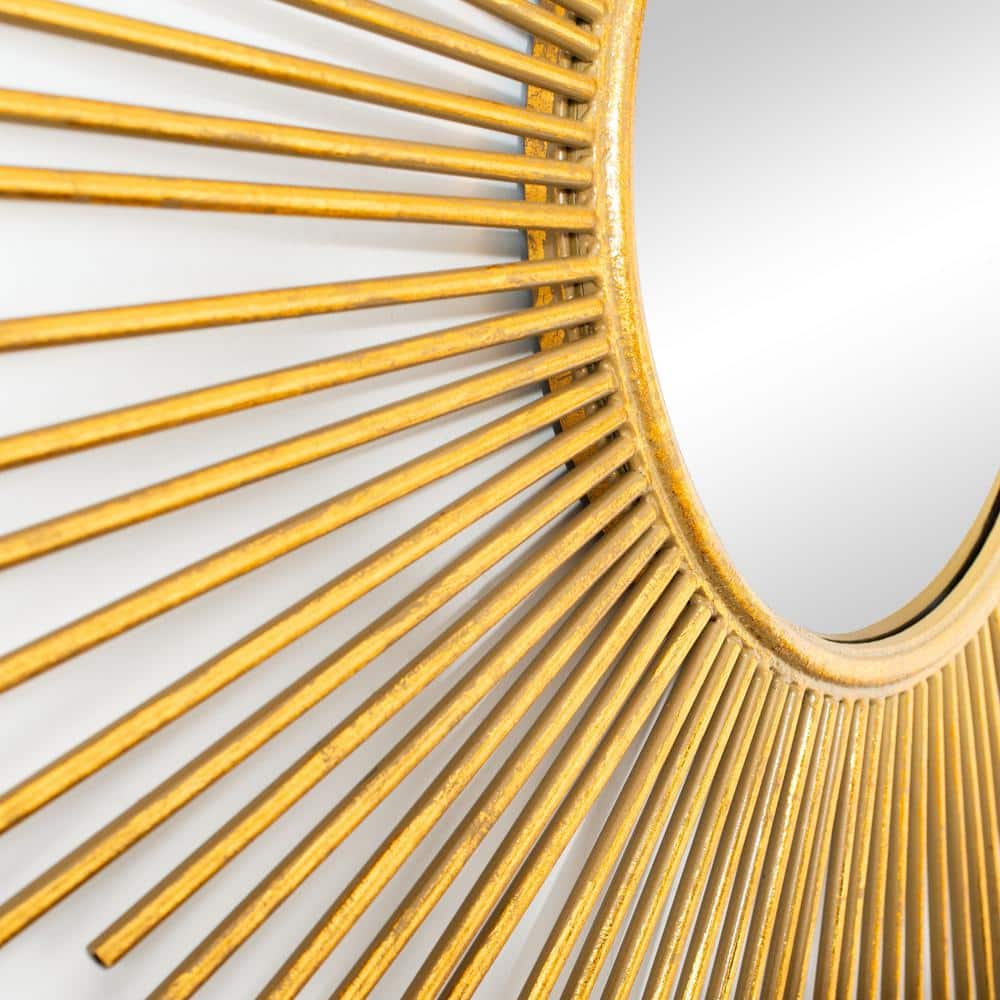 40.5" Gold Sunburst Round Wood Wall Mirror