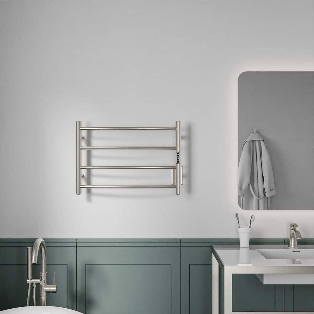 Brushed Nickel 4-Bar Wall Mounted Electric Towel Warmer