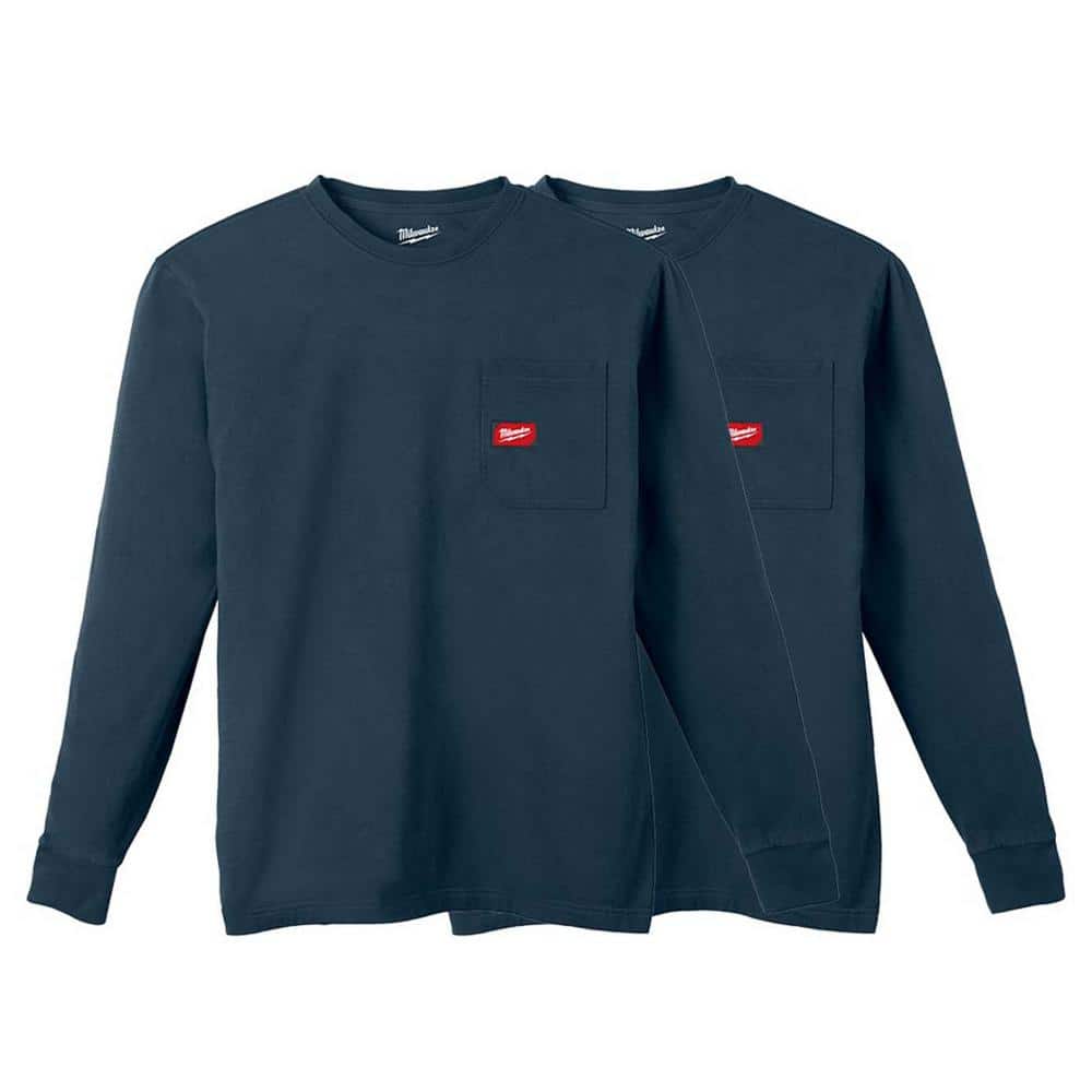 Men's Small Blue GRIDIRON Cotton/Polyester Long-Sleeve Pocket T-Shirt (2-Pack) price history on PriceWatchPro
