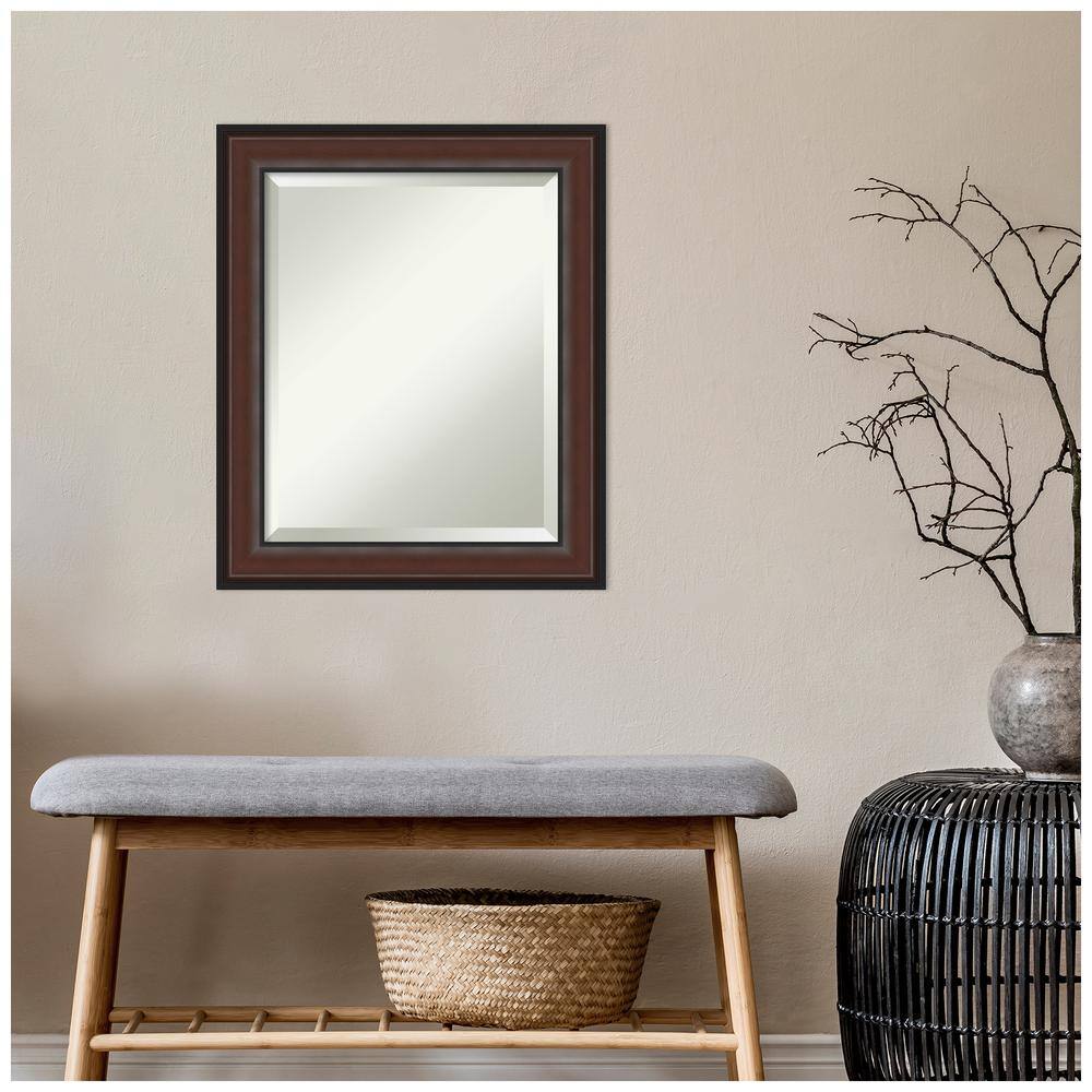 Harvard Walnut Beveled Framed Rectangular Wall Mirror
