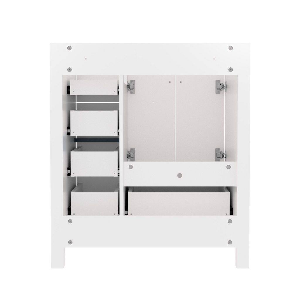 White 30" Freestanding Bathroom Vanity with Ceramic Sink and Mirror
