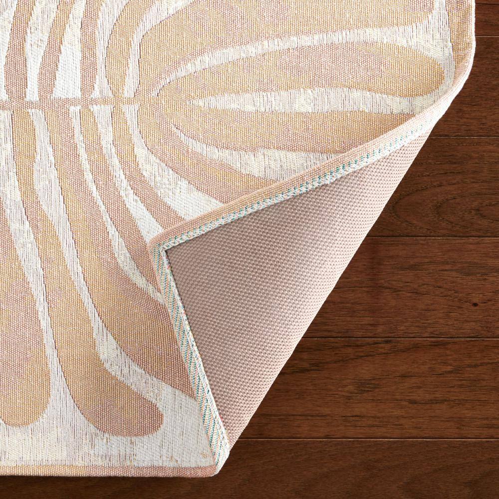 Taupe and White Rectangular Washable Cotton Rug with Non-Slip Backing