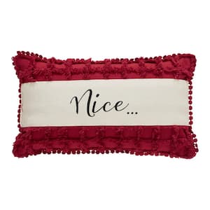Kringle Red Black White Chenille 7 in. x 13 in. Naughty and Nice Throw Pillow