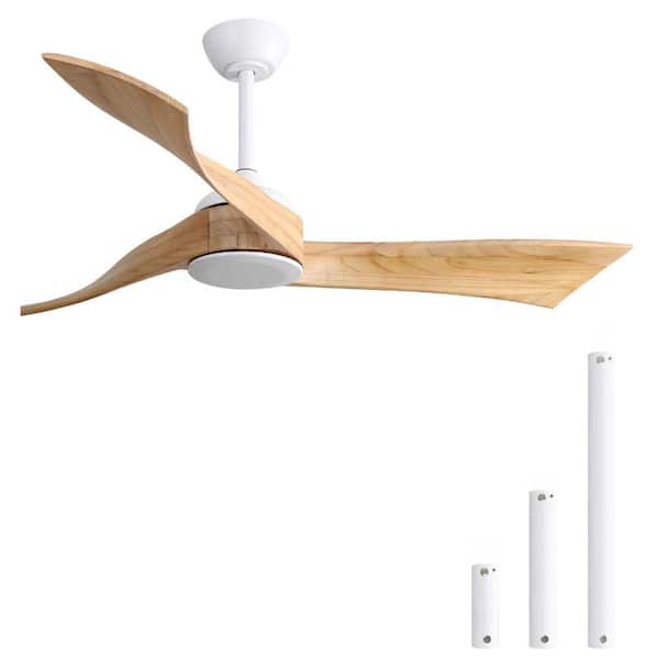 Sofucor 52 in. Indoor/Outdoor White Soild Wood Ceiling Fan with DC Motor and 6-Speed Remote Control