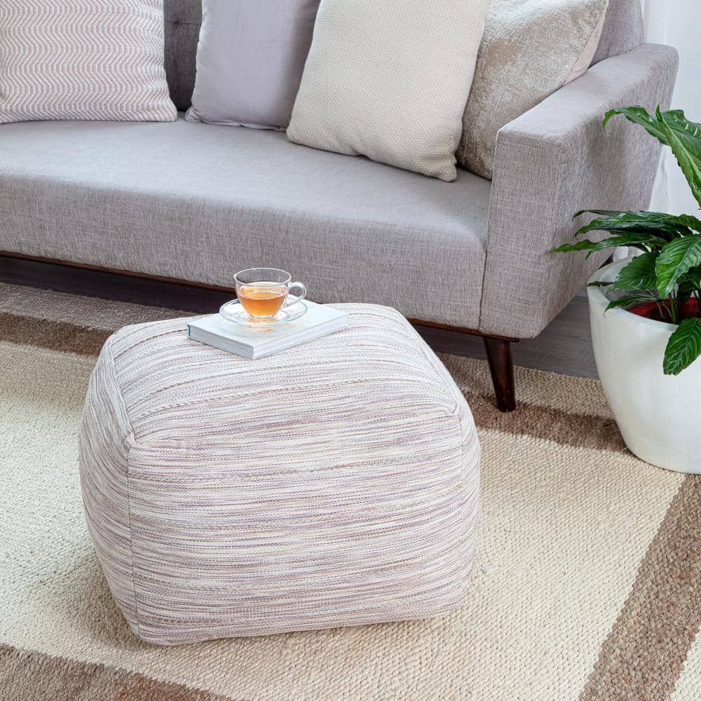Eco-Friendly Handcrafted Brown/Ivory Cotton Pouf Ottoman