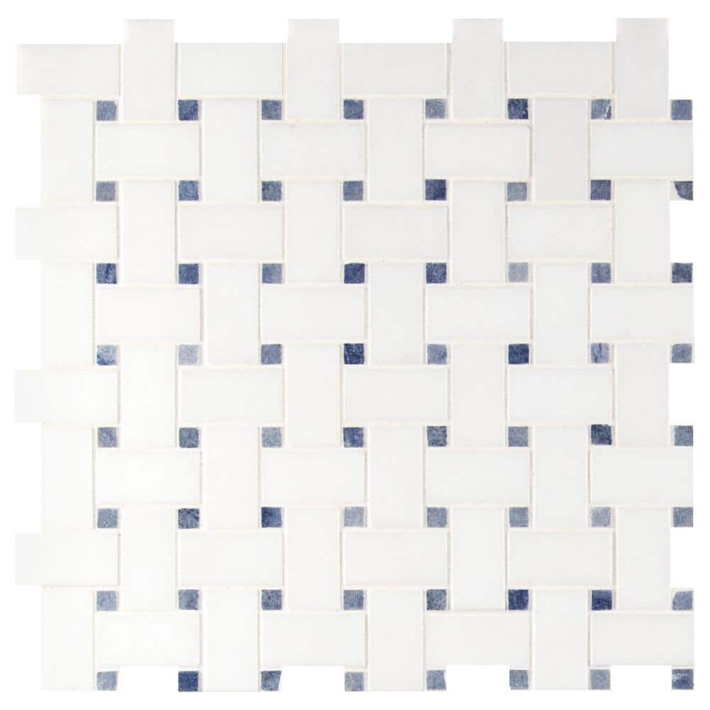 Azula Basketweave 12 in. x 12 in. x 0.38 in. Polished Marble Mesh-Mounted Mosaic Floor and Wall Tile (10 sq. ft./Case) price history on PriceWatchPro