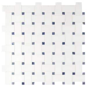 Azula Basket Weave 12 in. x 12 in. x 10 mm Polished Marble Mosaic Tile (10 sq. ft. / case)