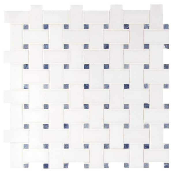 MSI Take Home Tile Sample - Azula Basket Weave 6 in. x 6 in. x 10 mm Polished Marble Mosaic Tile