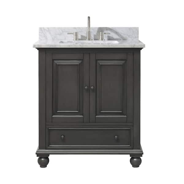 Thompson 31 in. Single Sink Charcoal Glaze Bath Vanity with Carrara White Marble Top