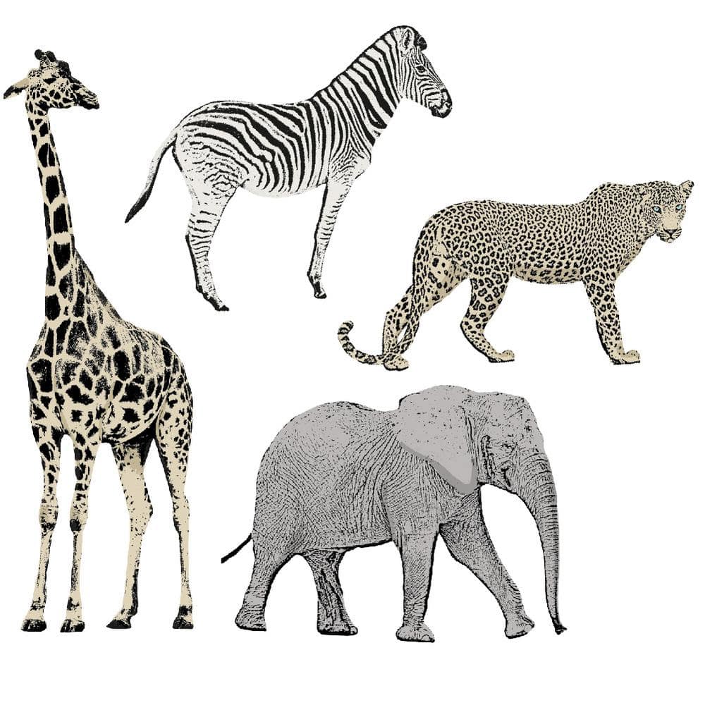 Safari Animals Multicolor Peel and Stick Wall Decals