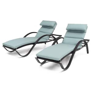 Deco Wicker Outdoor Chaise Lounge with Sunbrella Bliss Blue Cushions (2 Pack)