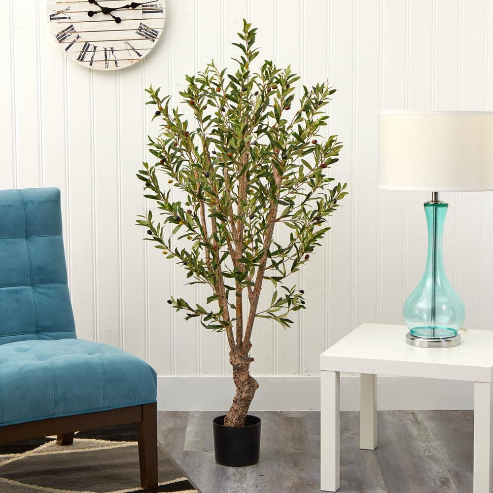 Mediterranean Elegance 5' Silk Olive Tree with Lush Leaves