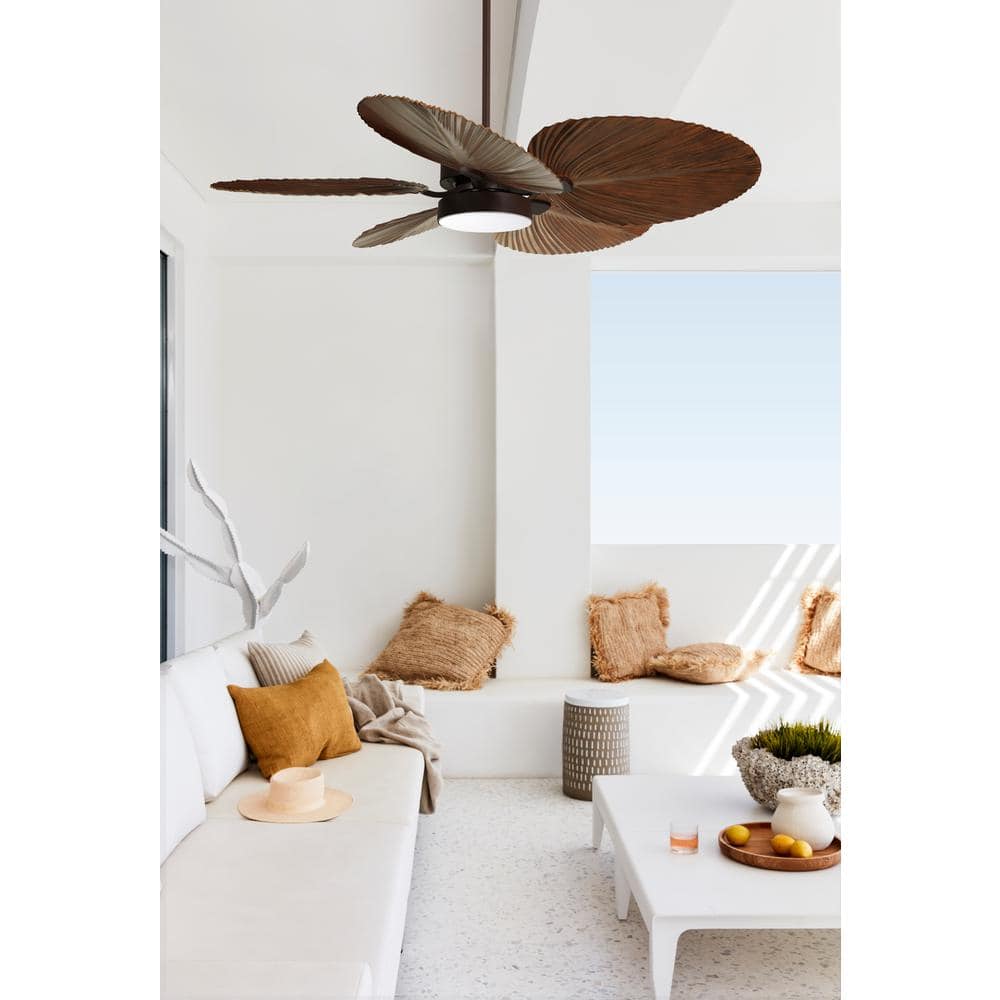Lucci Air Bali 52-Inch Oil Rubbed Bronze Ceiling Fan with Palm Leaf Blades and Light