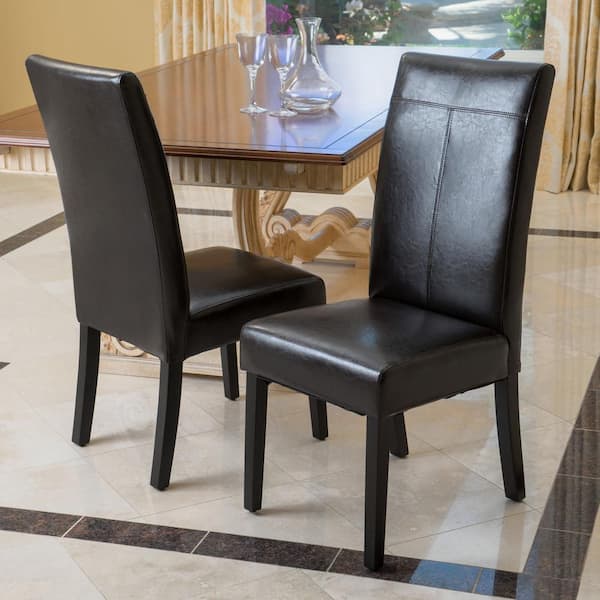 Noble House Lissa Black Faux Leather Upholstered Dining Chair (Set of 2)