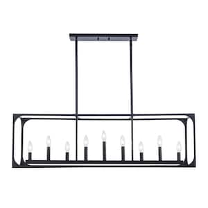 Ruby Ridge 9-Light Black Hanging Linear Island Chandelier Light Fixture