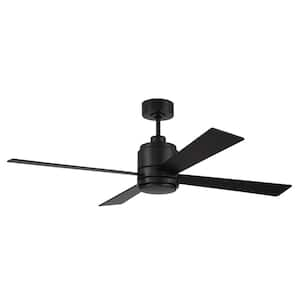 McCoy 52 in. Indoor Flat Black Finish Ceiling Fan with Soft White Integrated LED Light and 4 Speed Control Included