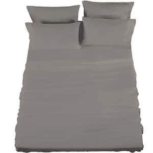 6-pc Microfiber Queen Sheet Set-Dark Gray